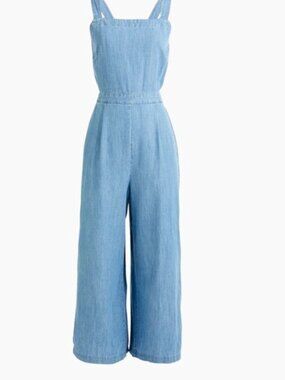J.crew Cross-back DENIM JUMPSUIT Mamamia Overalls - Light Blue